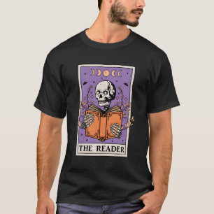 T-shirt Cartes de Tarot Reader Squelette Lecture Livres