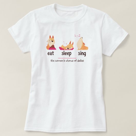 T-shirt Cartographier Chien Manger Sleep Sing (Design devant)