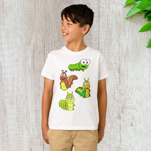 T-shirt Carton Caterpillar Vert Jaune Brown