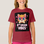T-shirt Carton de chat mignon avec lunettes - Vibes de 2e (Devant)