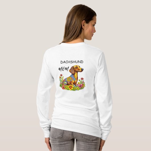 T-shirt Carton mignon AI Dachshund Maman (Dos entier)
