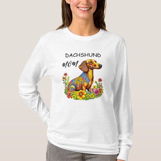 T-shirt Carton mignon AI Dachshund Maman (Devant)