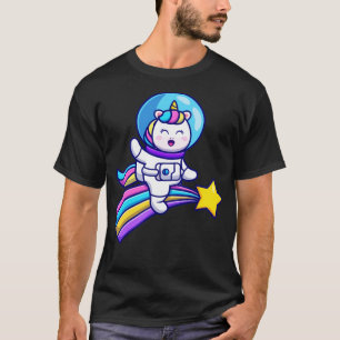 T-shirt Cartoon arc-en-ciel de l'astronaute mignon Unicorn