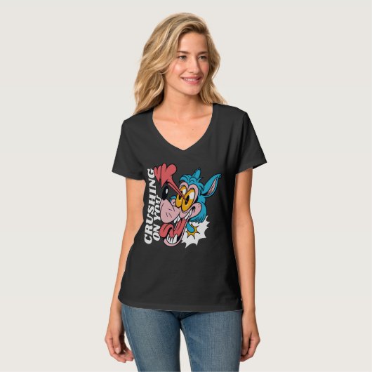 T-shirt Cartoon Blue Wolf with Text – "Crushing On You" (Devant entier)