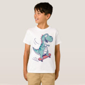 T-shirt Cartoon cool T-Rex sur skateboard (Devant entier)