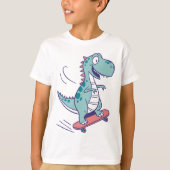 T-shirt Cartoon cool T-Rex sur skateboard (Devant)
