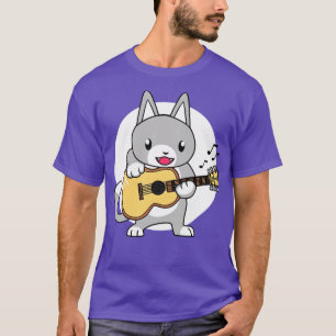 T-SHIRT CARTOON DE GUITAR PLAY CAT