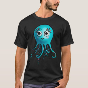 T-shirt Cartoon de pieuvre bleu - Créature Mer mignonne