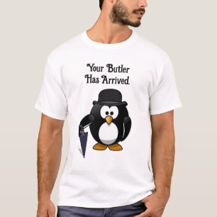 T-shirt Cartoon de pingouin à boutons doux et classe avec