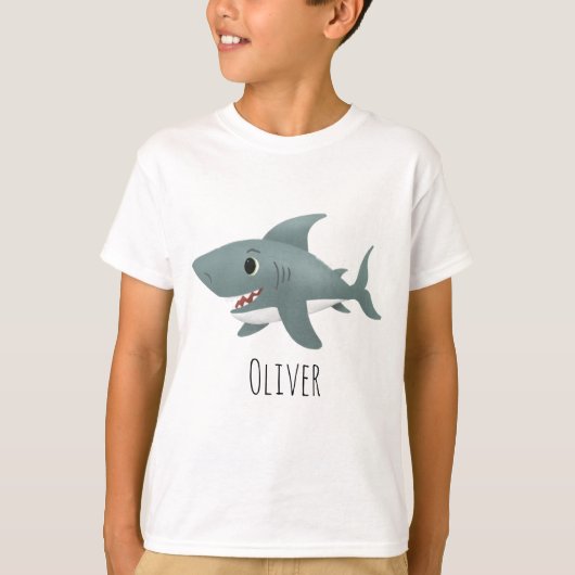 T-shirt Cartoon de requin bleu bleu bleu (Devant)