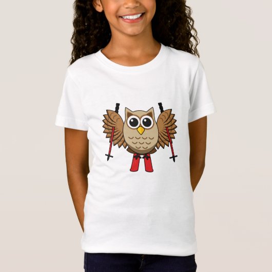 T-Shirt Cartoon de ski de Chouette (Devant)