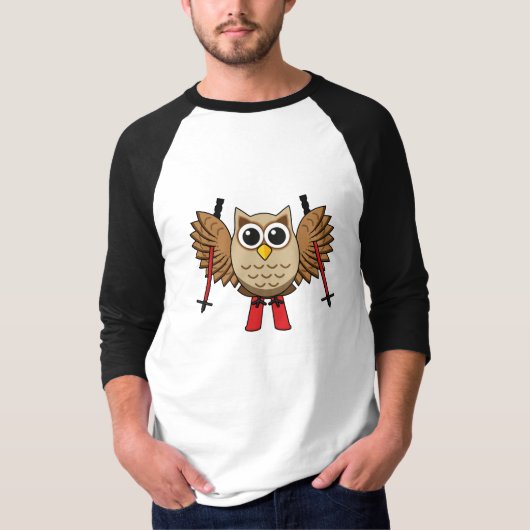 T-shirt Cartoon de ski de Chouette (Devant)