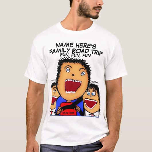 T-shirt Cartoon de voyage en famille (Devant)