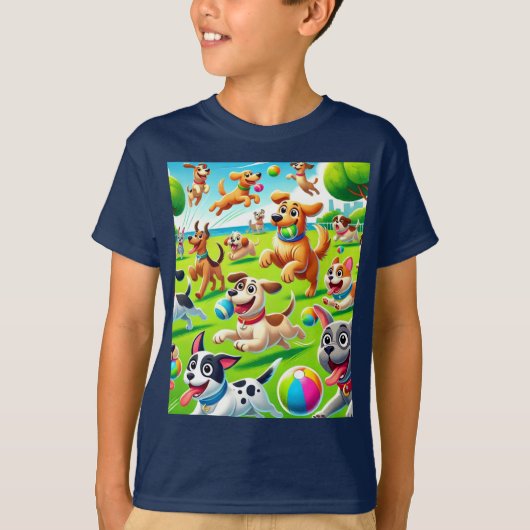 T-shirt Cartoon Dog Park (Devant)