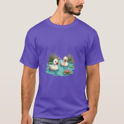 T-Shirt Cartoon Ducks Pond (Devant)