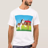 T-shirt Cartoon Farm Scène avec Cheval Chat et Chèvre (Devant)