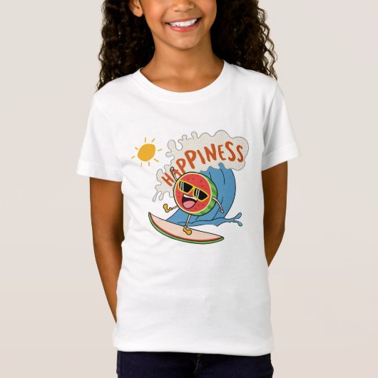 T-Shirt Cartoon Fruit Summer Shirt – Happiness Wave Design (Devant)