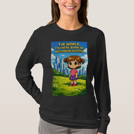T-shirt Cartoon Girl Lost Innocence Past vs Future Graphic (Devant)