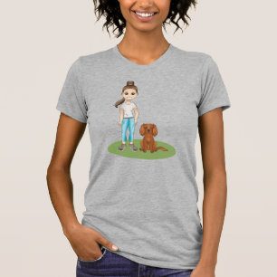 T-shirt Cartoon Girl & Ruby Cavalier Espagnol Cartoon Chie