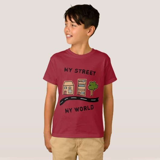 T-shirt Cartoon House Road Dessin pour enfants (Devant entier)