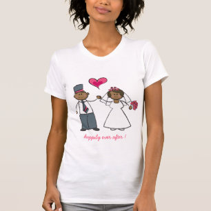 T-shirt Cartoon Mariage mariée et mariée Fuchsia Coeur