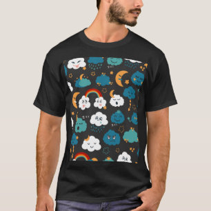 T-shirt Cartoon Météo Prévision Motif sans couture