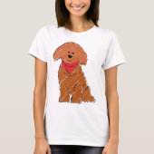 T-shirt Cartoon personnalisé mignon Doodé rouge chien (Devant)