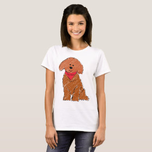 T-shirt Cartoon personnalisé mignon Doodé rouge chien