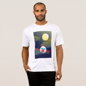 T-shirt Cartoon Red Airplane Flying In Night Sky (Devant entier)