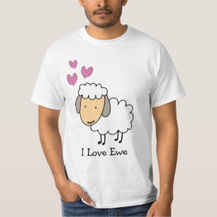 T-shirt Cartoon Sheep Pun I Love Ewe