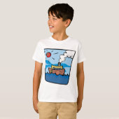 T-shirt Cartoon Steamship sur Ocean Waves Art nautique (Devant entier)