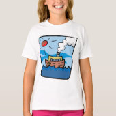 T-shirt Cartoon Steamship sur Ocean Waves Art nautique (Devant)