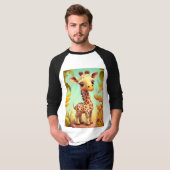 T-shirt Cartoon Tropical Cute Baby Giraffe (Devant entier)