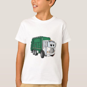 T-shirt Cartoon vert blanc souriant à ordures