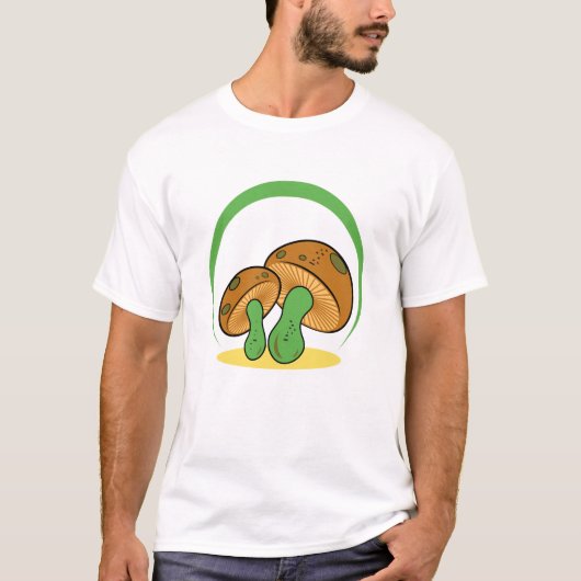 T-shirt Cartoon vert Brown moisissure champignons art (Devant)