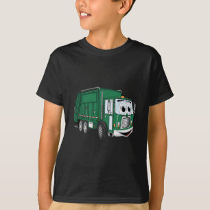 T-shirt Cartoon vert souriant pour camion à ordures