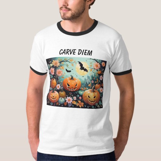 T-shirt Carve Diem Funny Citrouilles d'Halloween (Devant)