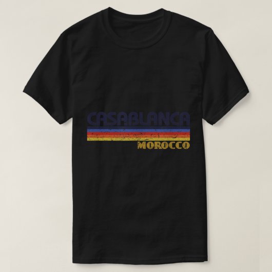 T-shirt Casablanca Maroc Vintage 80s Style Retro (Design devant)
