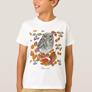 T-shirt Cascade chute belle chouette et feuille