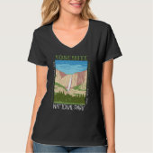 T-shirt Cascade du parc national Yosemite Retro perturbé (Devant)