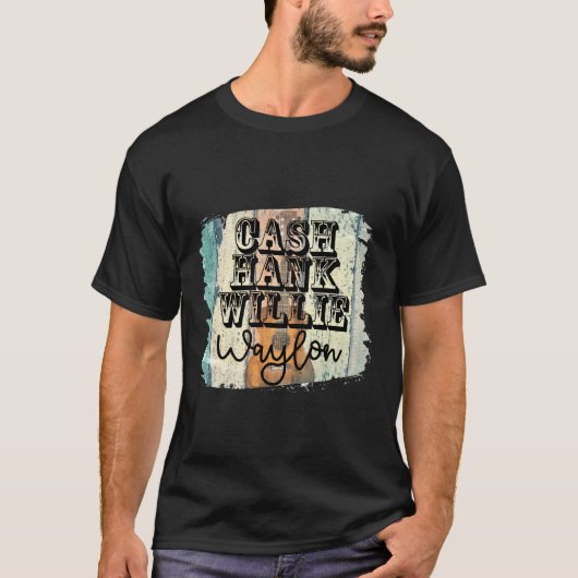 T-shirt Cash Hank Willie Waylon Guitare Country Music (Devant)