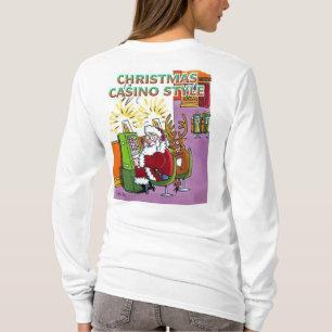 T-shirt Casino de Noël style femme blanc long dos chemise