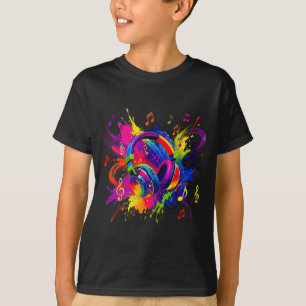 T-shirt Casque audio coloré avec une illustration de notes
