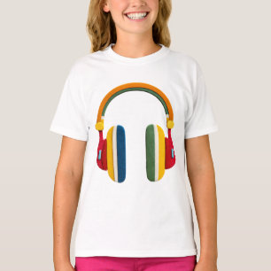 T-shirt Casque Audio Coloré – Design Musical Amusant pour
