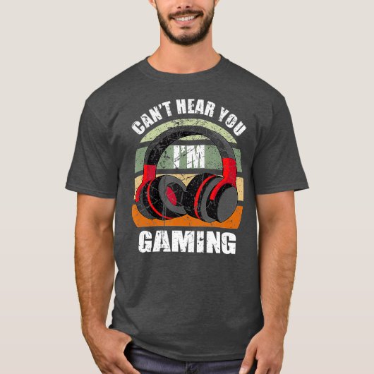 T-shirt Casque Cadeau Gamer Drôle Ne Peux Pas Vous Entendr (Devant)