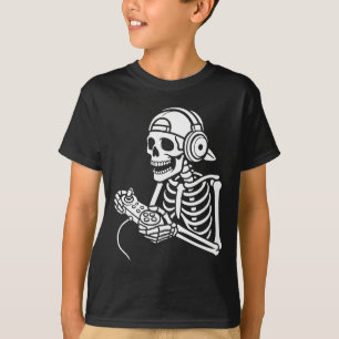 T-shirt Casque de contrôleur de jeu vidéo drôle de squelet