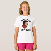 T-shirt Casque de hockey pour filles Hair ne se soucient p (Devant entier)