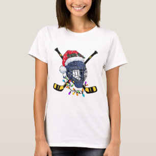 T-shirt Casque de hockey sur glace de Noël Santa Xmas