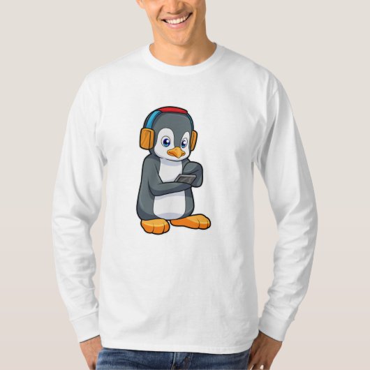 T-shirt Casque de musique Penguin (Devant)
