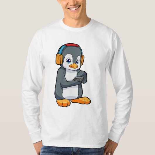 T-shirt Casque de musique Penguin (Devant)
